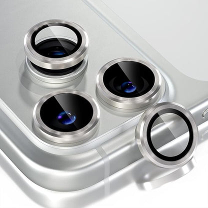 Choiche Compatible for iPhone 17 Pro/iPhone 17 Pro Max Camera Lens Protector, 9H Tempered Glass Camera Cover Screen Protector Metal Ring Decoration Accessories (Titanium Natural)