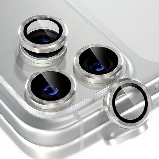 Choiche Compatible for iPhone 17 Pro/iPhone 17 Pro Max Camera Lens Protector, 9H Tempered Glass Camera Cover Screen Protector Metal Ring Decoration Accessories (Titanium Natural)