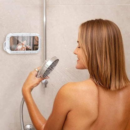 Shower Phone Holder Waterproof, 480° Rotatable Retractable Angle Adjustable Bathroom Wall Phone Mount Stand, Phone Holder for Shower, Anti-Fog Touchscreen Phone Shower Holder for 4-7'' Cellphones