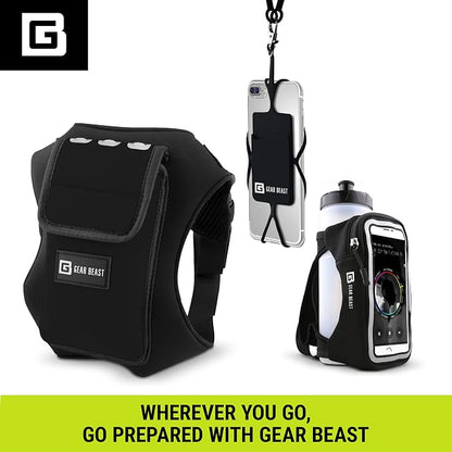 Gear Beast Running Backpack Unisex - Running Vest for Jogging, Hiking and Cycling - Compatible with Most Smartphones, Black