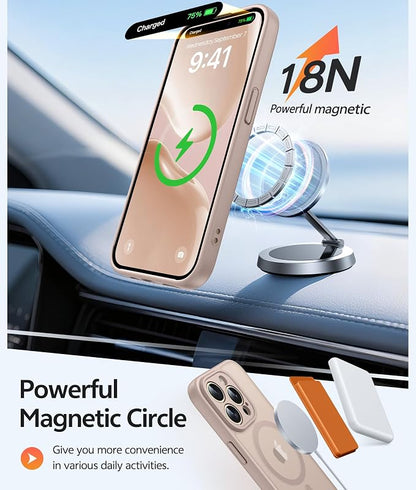 FNTCASE for iPhone 14 Pro Case: [Compatible with Magsafe] Translucent Matte Cases with [Full Camera Protection] [Screen Protector] Military Grade Shockproof Protective Phone Cover - Desert Gold