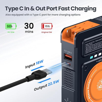 for Magsafe Battery Pack 10000mAh,5-in-1 Magnetic Portable Charger with Wall Plug, Wireless Power Bank for Apple Watch,22.5W Fast Charging PowerBank for iPhone 17 Pro Max/16/15/14/13/12 Mini