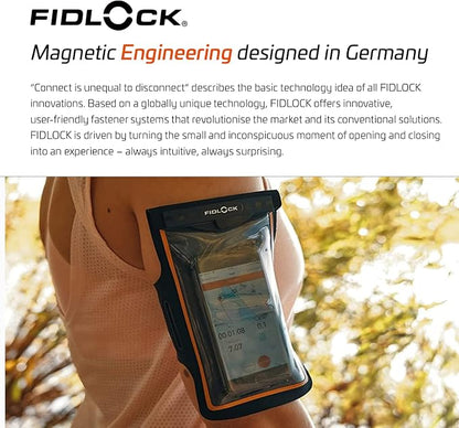 FIDLOCK Hermetic Armband Phone Dry Bag - Waterproof Pouch for Cellphone with Magnetic Self-Sealing Fidlock Closure, Full Touch Functionality through the Case with Optional Arm Width Extension Included