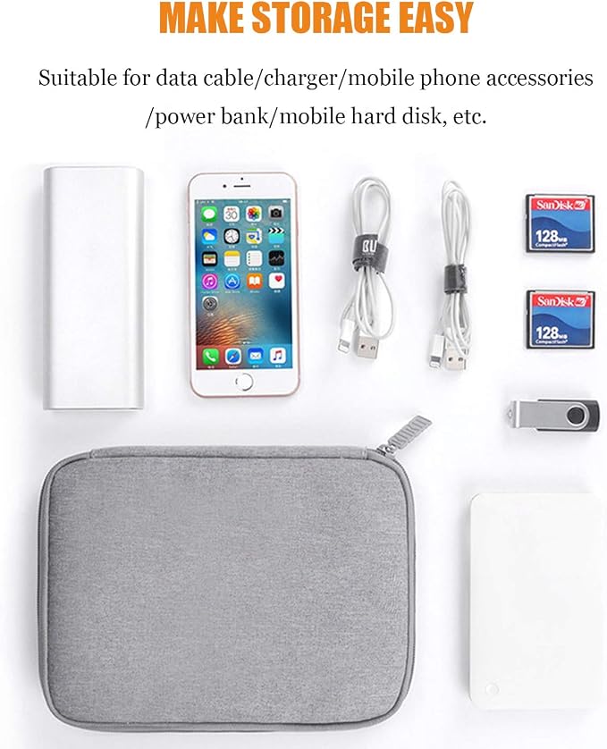 Electronics Organizer, Jelly Comb Electronic Accessories Case Portable Double Layer Cable Storage Bag for Cell Phone, Data Line, Power Bank, USB Flash Drive and More (Black, Single layer/Small)