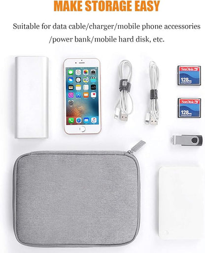 Electronics Organizer, Jelly Comb Electronic Accessories Case Portable Double Layer Cable Storage Bag for Cell Phone, Data Line, Power Bank, USB Flash Drive and More (Black, Double Layer/Small)