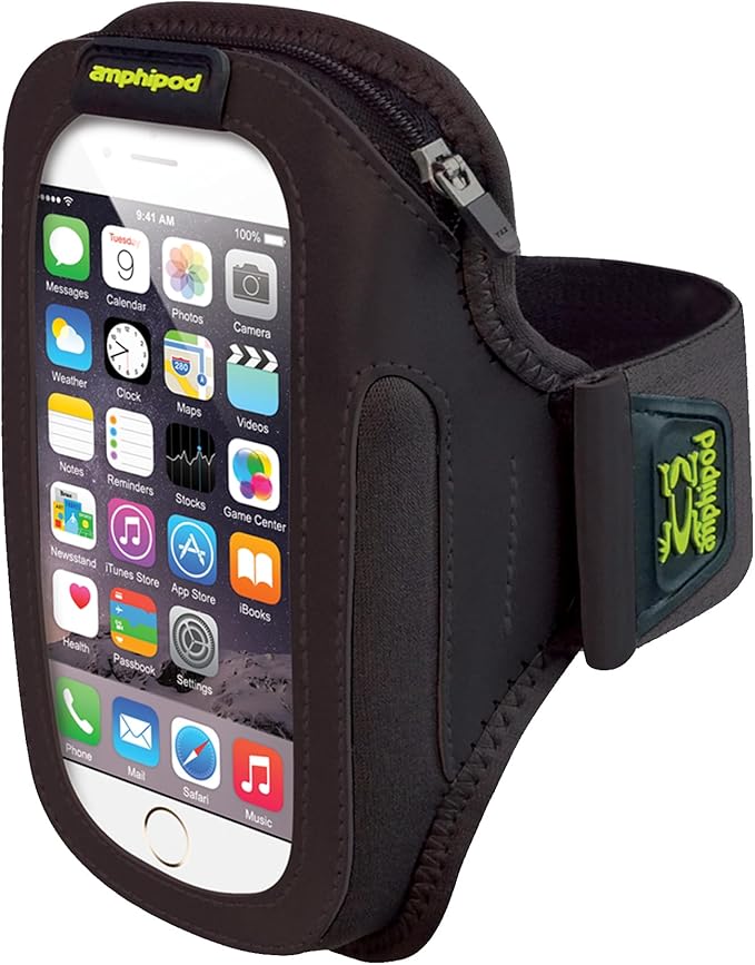 Amphipod ArmPod SmartView Sumo Armband, Reflective Arm or Belt Cell Phone Accessory with Zip Storage for Running & Walking - Black - XL/Sumo