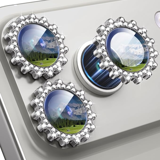 Xfilm for iPhone 17 Pro / 17 Pro Max Camera Lens Protector Gear Bling Diamond, Individual Metal with 9H Hardness, Scratch-Proof Camera Screen Protector, Stylish Accessories, Case Friendly (Gray)