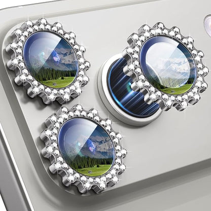 Xfilm for iPhone 17 Pro / 17 Pro Max Camera Lens Protector Gear Bling Diamond, Individual Metal with 9H Hardness, Scratch-Proof Camera Screen Protector, Stylish Accessories, Case Friendly (Gray)