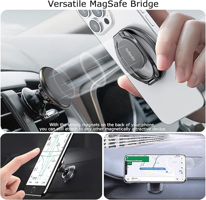Magnetic Phone Ring Holder for iPhone, Double Adjustable Gym Phone Grip Holder and Stand Removable for Magsafe Case, iPhone 17/16/15/Pro Max Plus SE
