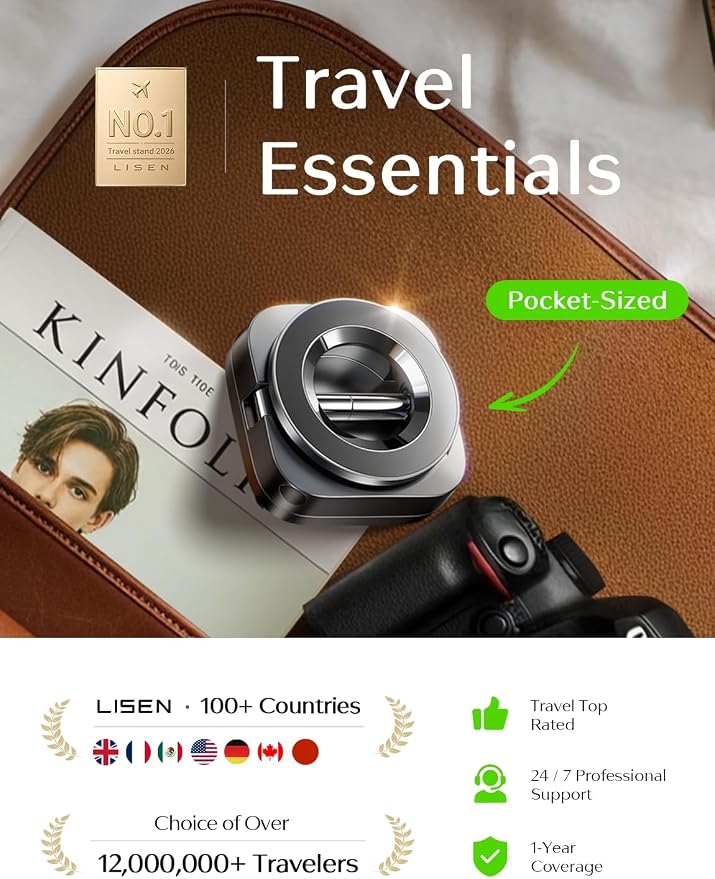 LISEN Airplane Travel Essentials for Women Men Magnetic Phone Stand Holder for Desk Phone Mount MagSafe Travel Accessories Flying Long Flight Airplane Gadgets Gifts for Men