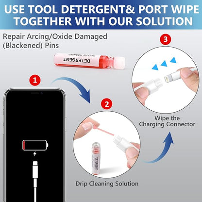 iPhone Cleaning Kit iPhone Cleaner, Phone Charging Port Cleaning, Cell Phone Repair Restore Tool for AirPod pro and iPad, Lightning Charger Cables Speaker Cleaner for Electronic Devices, White