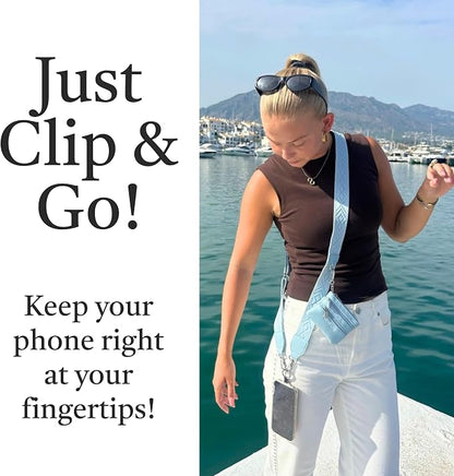 Save the Girls Original Clip and Go Phone Strap Pattern - Crossbody Phone Strap Chain with Zipper Wallet Pouch