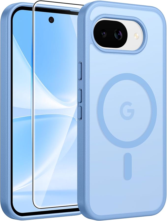 FNTCASE for Google Pixel 10a Case: [Compatible with Magsafe] Translucent Matte Cases with [Screen Protector] Military Grade Shockproof Protective Magnetic Phone Cover for Pixel 10A - Light Blue