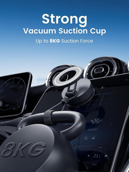 Phone Holders for Your car,Upgraded Vacuum Magnetic Phone Holder Stand for Magsafe,360° Rotatable Zinc Alloy Suction Cup Phone Mount for Car/Gym/Mirror/Shower-Obsidian Black