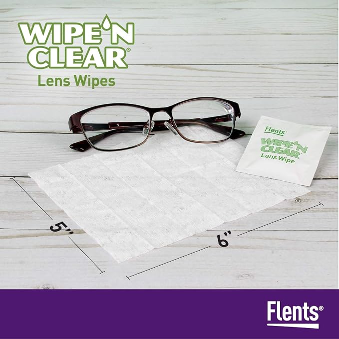 Flents Wipe 'N Clear Lens Cleaning Wipes, Pre-Moistened, Gentle Cleaning, AntiStreak, Fast Drying, 4 Portable Boxes Of 75, 300 Count, Individually Wrapped for Travel & Convenience, Made in the USA
