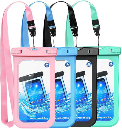 GLBSUNION Universal Waterproof Phone Pouch, 4-Pack IPX8 Waterproof Case Underwater Dry Bag Protective Pouch for Pools Beach Kayaking Travel iPhone 17 16 15 14 13 Pro MAX Plus Galaxy up to 7.5"