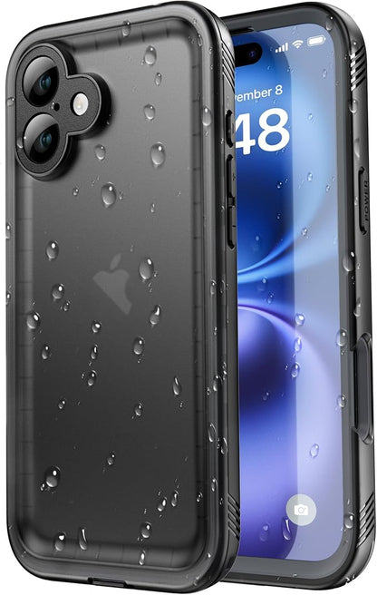SPORTLINK for iPhone 16 Plus Case - IP68 Waterproof Military Protective Full Body Heavy Duty Shockproof 360 Sealed Dustproof with Camera Screen Protector Cover for i Phone 16 Plus 6.7" Black