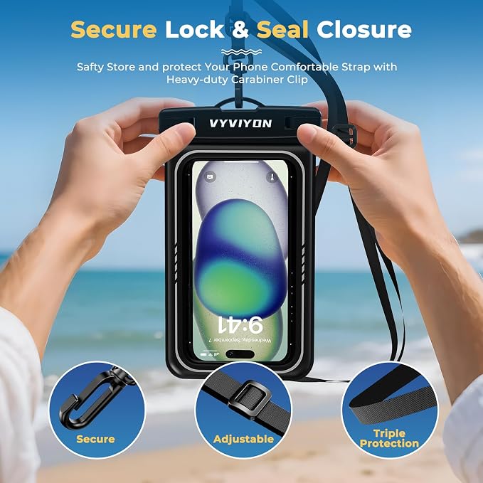 Floating Waterproof Phone Pouch IPX8 Cellphone Dry Bags for Vacation Beach Pool Kayak Cruise Travel Essentials,Waterproof Phone Case for iPhone 16 15 Pro Max, Samsung S25 Ultra S24-2 Pack 8.0"
