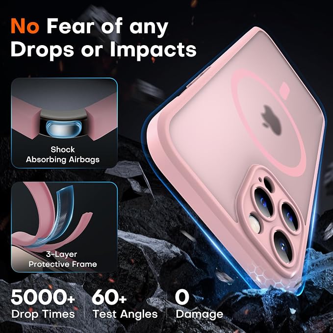 TOCOL for iPhone 12 Pro Max Case, Compatible with Magsafe Charger, Full Camera Protection, Translucent Matte for iPhone 12 Pro Max iPhone Case 6.7 inch (Light Pink)