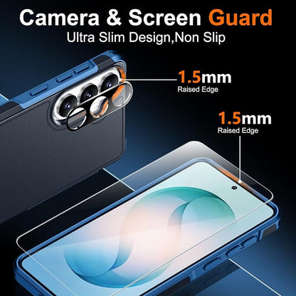 SPIDERCASE Designed for Samsung Galaxy S26 Plus Case, [10 FT Military Grade Drop Protection], 2 Pack [Tempered Glass Screen Protector+Camera Lens Protector] Heavy Duty Shockproof Case, Dark Blue