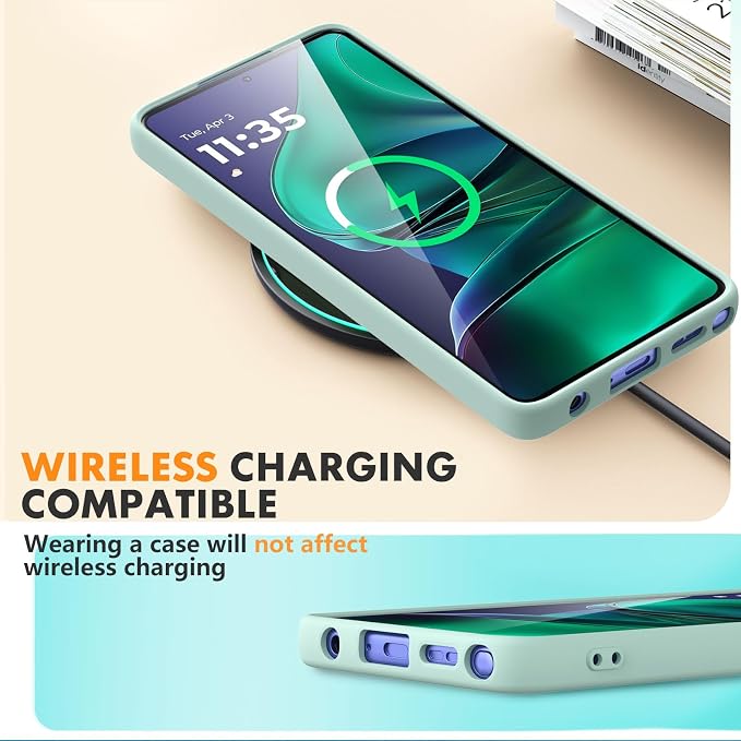 Case for Motorola Moto G Stylus 5G 2025, 2 Pack Tempered Glass Screen Protectors, Soft TPU Liquid Silicone Shockproof Gel Case-Mint
