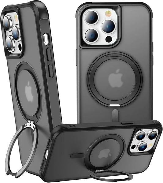 360° Magnetic Swivel Ring for iPhone 13 pro case, Built-in Metal Stand and Ring Holder, Magsafe Compatible, Military Grade Protection, Shock Resistant - Black