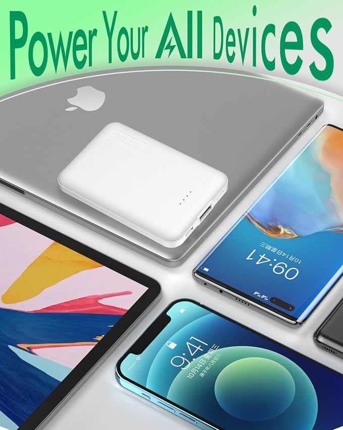 Miady 2-Pack Small Portable Charger 5000mAh Power Bank Travel Battery Pack | 5000mAh丨18.5Wh丨Type C in&Out丨Pocket Size丨Compatible with iPhone 17 Galaxy S24 Android etc丨Flight-Safe丨Lightweight丨Blue+Pink