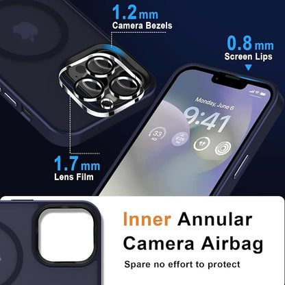 MOCCA Strong Magnetic for iPhone 12 Pro Max Case,[Compatible with Magsafe][Glass Screen Protector+Camera Lens Protector] Slim Thin Shockproof Cover Phone Case for iPhone 12 Pro Max 6.7", Deep Blue