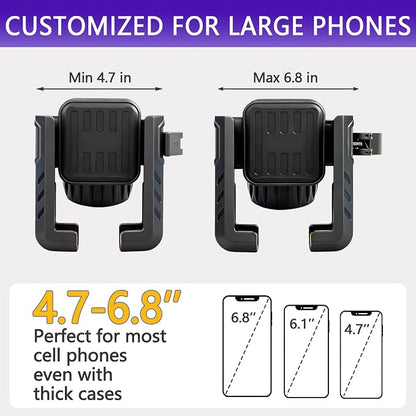 Motorcycle Phone Mount, [No Block Camera] Bike Phone Holder Mount, [Silicone Wrapped] Handlebar Cell Phone Mount for Bike/Scooter/ATV, Fits iPhone 16/15/14/13 Pro Max & 4.7"-6.8" Phones, Black