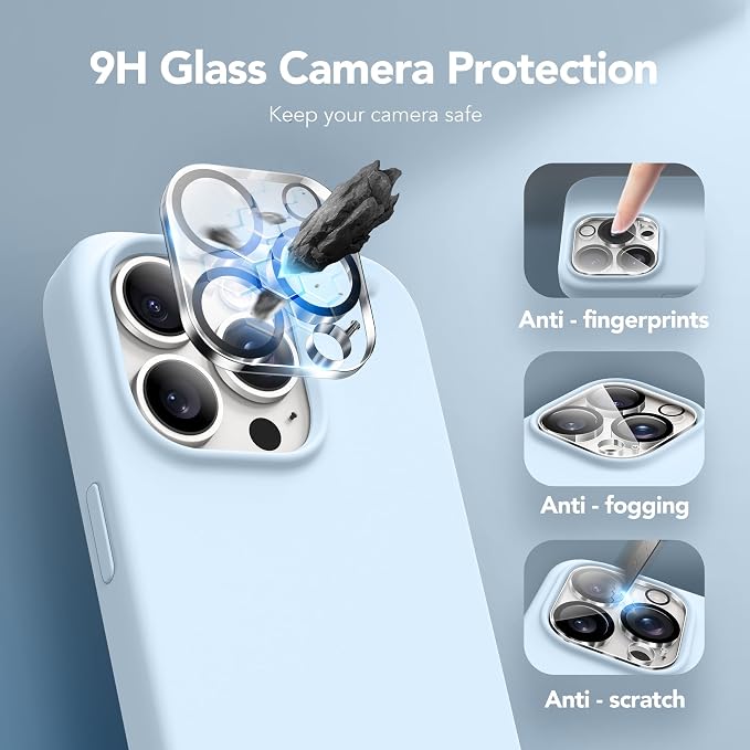 GONEZ Magnetic for iPhone 15 Pro Case, Compatible with MagSafe, [Screen Protector + Camera Lens Protector], Silicone Shockproof Anti-Scratch Protective Phone Case 6.1 inch, Blue