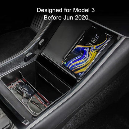 TAPTES Wireless Charger for Tesla Model 3 2017 2018 2019 2020, Dual Phone Charging Pad for Tesla Model 3 Accessories, Car Center Console Interior, Compatible with iPhone & Smartphones, Black