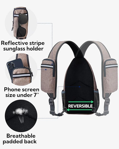 WATERFLY Crossbody Sling Backpack Sling Bag Travel Hiking Chest Bags Daypack (Flaxen)