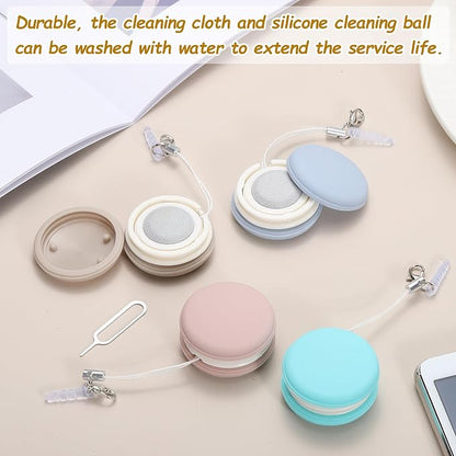 MECCANIXITY 3Pcs Screen Cleaners Khaki Pink Green Phone Screen Cleaning Wipes, Fingerprint Proof Cleaning Ball for Mobile Phones, Computers, Tablet Touchscreens, Car Screens