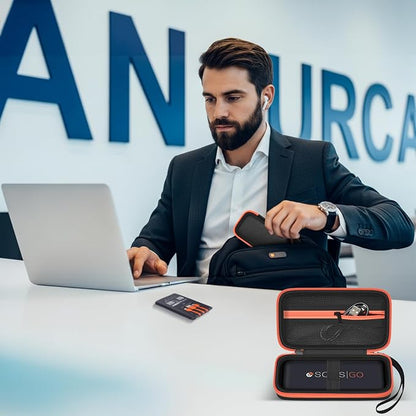 Boobowl Hard Mobile Hotspot Case for SIMO Solis Go 4G WiFi Power Bank | Elastic Strap, Mesh Pocket for Charger and USB Cable, Hand Strap for Business Trips, Camping and Daily Carry, Box Only - Blac