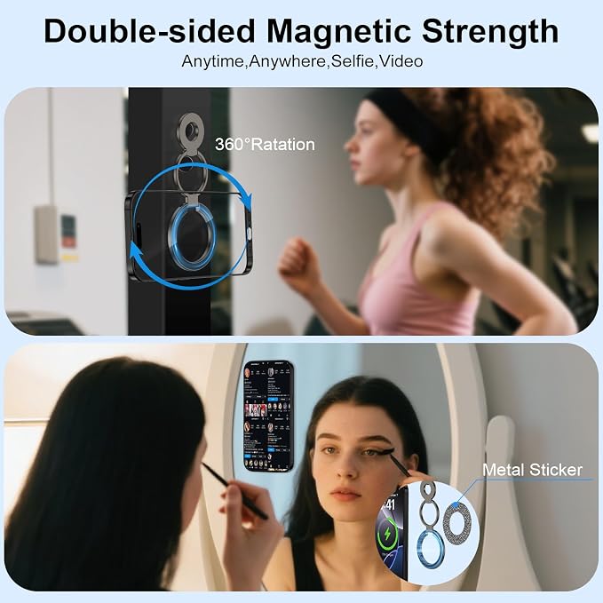 MagSafe Phone Grip Magnetic Finger Holder for Samsung Galaxy S26 S25 Ultra S24 S23 S22 S21 A17 A16 A15,Two-Sided Magnetic Finger Ring Grip Adjustable Kickstand for iPhone 17 Pro Max 16e 16 15 14 13 12