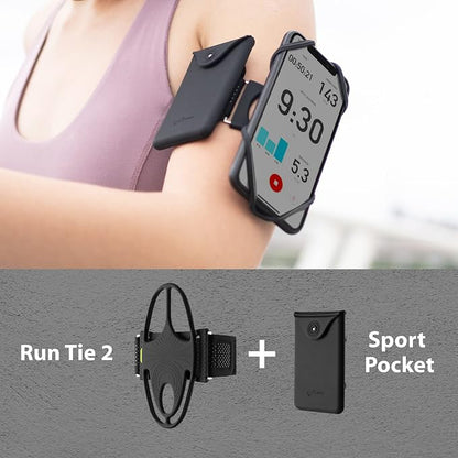 Bone Cell Phone Armbands+Sport Pocket, Run Tie 2+Pocket, L Arm Size, Fits Phone Size 4.7-7.2 Inches for iPhone 13 12 11 Pro Max XS XR X Samsung Galaxy