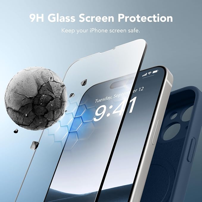 Magnetic for iPhone 13 Case, Compatible with MagSafe, [Full Camera Protection][Screen Protector] Silicone Shockproof Protective Phone Case for iPhone 13 6.1", Cobalt Blue