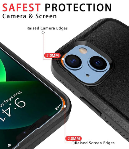 Diverbox for iPhone 13 case [Shockproof] [Dropproof] [Tempered Glass Screen Protector ],Heavy Duty Protection Phone Case Cover for Apple iPhone 13 (Black-2in1)