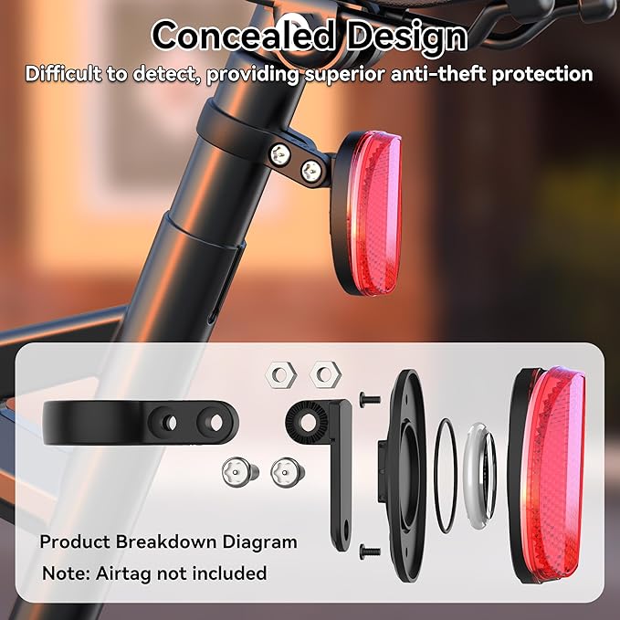 DDJ Upgraded for Apple AirTag & Moto Tag Bike Mount, Hidden Bike Reflectors for AirTag Holder, Waterproof Anti-Theft GPS Tracker Case with Screws & Tools, for Mountain Bikes/Scooter/Electric Bicycle