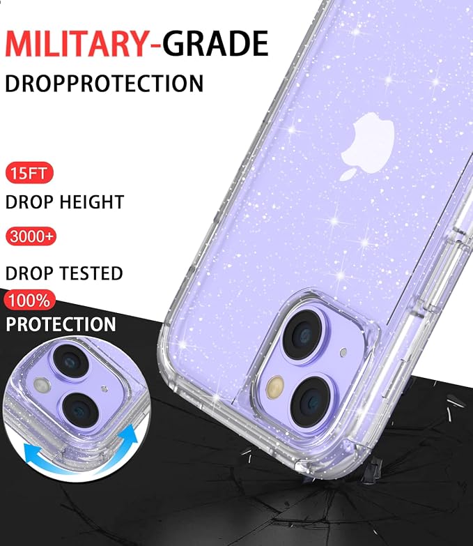 Diverbox for iPhone 13 Case [Shockproof] [Dropproof] [with Screen Protector ] 3in1 Heavy Duty Protection Phone Case Cover for Apple iPhone 13 (Clear Flash)