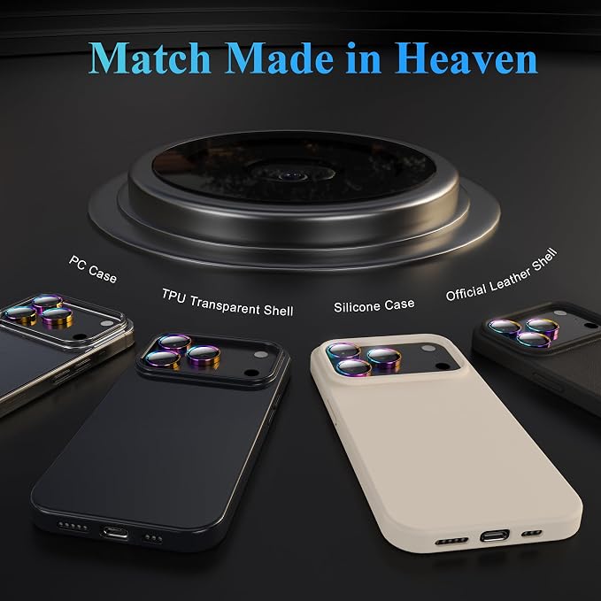 YWXTW Camera Lens Protector for iPhone 17 Pro/iPhone 17 Pro Max, [1 Step Installation Tray] Tempered Glass Screen Protector Metal Individual Camera Cover Accessories Case Friendly (Colorful-2Pack)