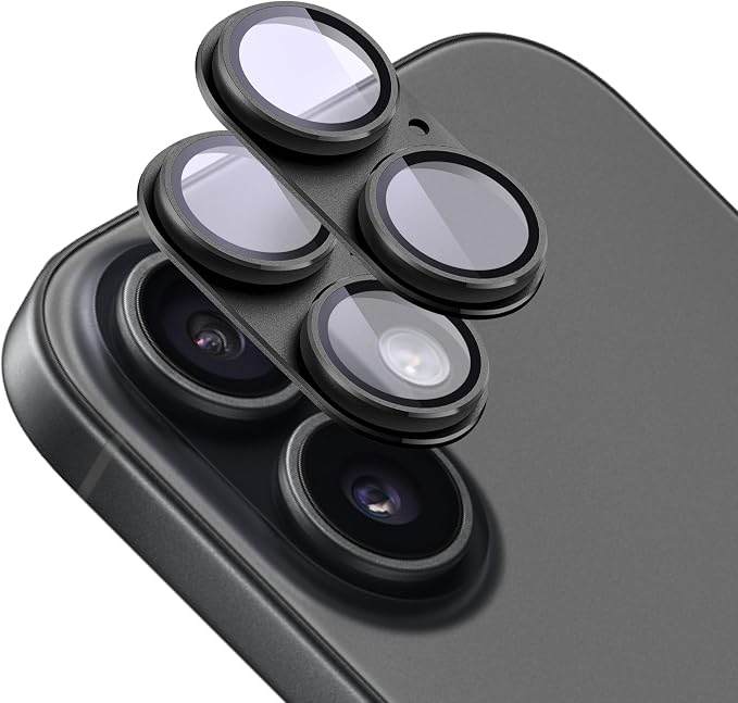 2 Pack Camera Lens Protector for iPhone 17,[Not Easy to Breakn ] AR Tempered Glass Strong Adsorption Metal Camera Cover Screen-Black