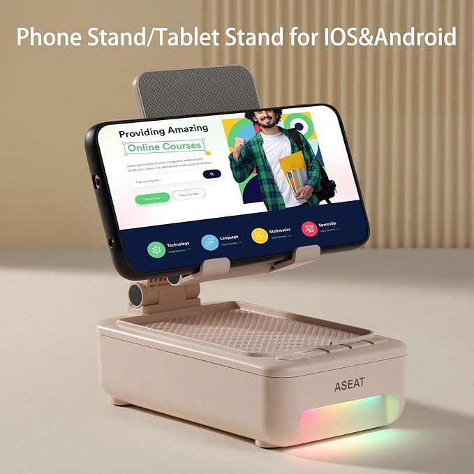 Gifts for Men Him, Cell Phone Stand with Bluetooth Speaker&Led Color Changing Light, Unique Gifts for Women Dad Her Husband, Birthday Gifts for Men