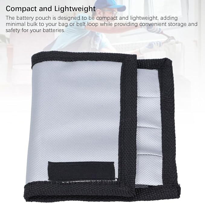 Fafeicy Battery Pouch, Battery Bag Holder Organizer with Hook and Loop Fasteners, for 4 Batteries Compact Oxford Fabric Belt Loop