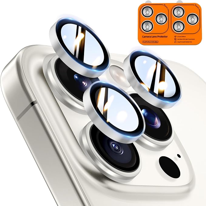 TOCOL for iPhone 14 Pro Max Camera Lens Protector/iPhone 14 Pro Camera Lens Protector Tempered Glass HD Individual Scratch Resistant Cover Accessories Case Friendly 2 Pack（Silvery）