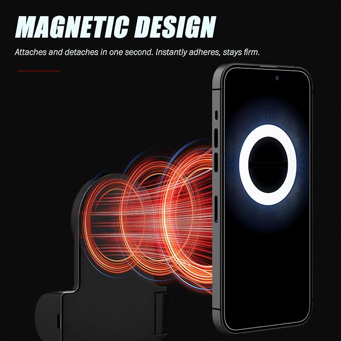 Magnetic Selfie Ring Light, Snap Grip with Detachable Bluetooth Remote Control for iPhone, Rechargeable LED Fill Light, Smartphone Camera Handle, Photo Shooting Acccessories Compatible with Magsafe