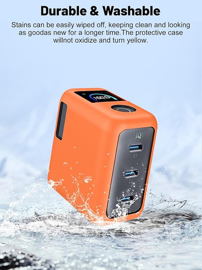 Silicone Protective Case for Anker Prime 160W USB-C Charger , Full-Body Protective Cover with Precise Cutouts, Shockproof Dustproof Charging Block Protector Sleeve & Scratch-Resistant Sleeve (Orange)