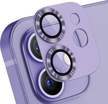 AFARER [2 Pack Camera Lens Protector for iPhone 12,Metal Ring Camera Cover,9H Hardness Ultra HD Anti-Scratch [Does not Affect Night Shots][Case Friendly] Drop Protection for iPhone12(Purple)