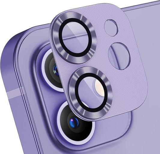AFARER [2 Pack Camera Lens Protector for iPhone 12,Metal Ring Camera Cover,9H Hardness Ultra HD Anti-Scratch [Does not Affect Night Shots][Case Friendly] Drop Protection for iPhone12(Purple)