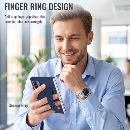 for Samsung Galaxy Z Fold 8 Case with Wristband Stand, Built-in Screen & Lens Protection Shockproof Full Body Drop Fall Protection.(Blue)